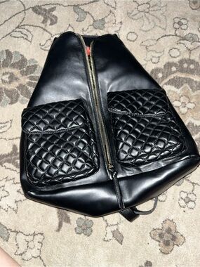 Black Quilted Front-Pocket Women’s Backpack